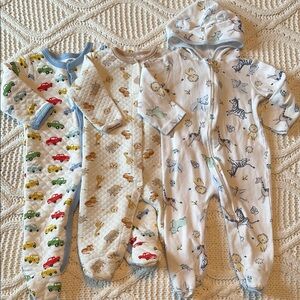 Set of 3 Classic Baby Printed Footed Pajamas 6-9 Months